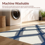 Ultra Soft Area Rug, Non Slip, Stain Resistant, Washable Area Rugs for Living Room, Bedroom, Charming Ivory Diamond Motif(Beige)