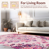Ultra Soft Area Rug, Non Slip, Stain Resistant, Washable Area Rugs for Living Room, Bedroom, Contemporary Vibrant Nature Scene(Pink)