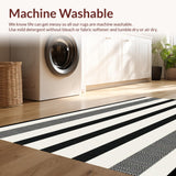 Ultra Soft Area Rug, Non Slip, Stain Resistant, Washable Area Rugs for Living Room, Bedroom, Handcrafted Classic Dual-Tone Woven Rug With Contemporary Linear Design(Black)