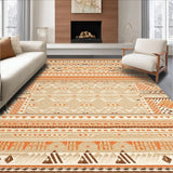 Ultra Soft Area Rug, Non Slip, Stain Resistant, Washable Area Rugs for Living Room, Bedroom, Rustic Diamond Lattice Motif(Orange)