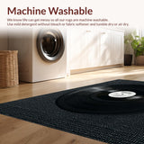 Ultra Soft Area Rug, Non Slip, Stain Resistant, Washable Area Rugs for Living Room, Bedroom, Music Lover Retro Playroom Non-Slip Carpet(Black)