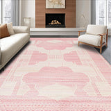 Ultra Soft Area Rug, Non Slip, Stain Resistant, Washable Area Rugs for Living Room, Bedroom, Elegant Curated Pink Wave Motif(Red)