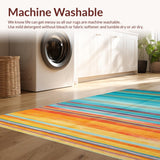 Ultra Soft Area Rug, Non Slip, Stain Resistant, Washable Area Rugs for Living Room, Bedroom, Rustic Textured Color Block(Blue)