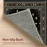 Ultra Soft Area Rug, Non Slip, Stain Resistant, Washable Area Rugs for Living Room, Bedroom, Chic Gothic Artful Design(Black)