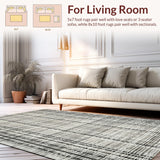 Ultra Soft Area Rug, Non Slip, Stain Resistant, Washable Area Rugs for Living Room, Bedroom, Contemporary Striped Carpet for Doorway and Entrance(Gray)