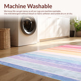 Ultra Soft Area Rug, Non Slip, Stain Resistant, Washable Area Rugs for Living Room, Bedroom, Cute Nursery Decor Rug Pastel Rainbow Stripes(Pink)