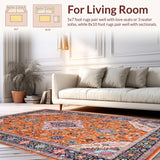 Ultra Soft Area Rug, Non Slip, Stain Resistant, Washable Area Rugs for Living Room, Bedroom, Unique Contemporary Linear Arrangement(Orange)