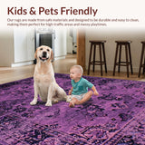 Ultra Soft Area Rug, Non Slip, Stain Resistant, Washable Area Rugs for Living Room, Bedroom, Stylish Transitional Symmetrical Elements(Purple)