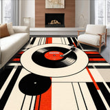 Ultra Soft Area Rug, Non Slip, Stain Resistant, Washable Area Rugs for Living Room, Bedroom, Artistic Striped Vintage Motif(Red)