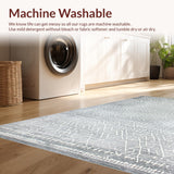 Ultra Soft Area Rug, Non Slip, Stain Resistant, Washable Area Rugs for Living Room, Bedroom, Sleek Geometric Light Grey Motif(Gray)