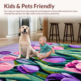Ultra Soft Area Rug, Non Slip, Stain Resistant, Washable Area Rugs for Living Room, Bedroom, Whimsical Flower Vase Artful Touch(Purple)