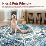 Ultra Soft Area Rug, Non Slip, Stain Resistant, Washable Area Rugs for Living Room, Bedroom, Serene Abstract Blue Pattern(Blue)
