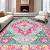 Ultra Soft Area Rug, Non Slip, Stain Resistant, Washable Area Rugs for Living Room, Bedroom, Rustic Tiled Patterned Charm(Blue)