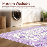 Ultra Soft Area Rug, Non Slip, Stain Resistant, Washable Area Rugs for Living Room, Bedroom, Lavender Ethereal Waves Style(White)