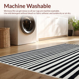 Ultra Soft Area Rug, Non Slip, Stain Resistant, Washable Area Rugs for Living Room, Bedroom, Bold Stripe Area Rug, Contrasting Hues(Black)