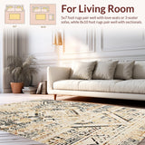 Ultra Soft Area Rug, Non Slip, Stain Resistant, Washable Area Rugs for Living Room, Bedroom, Rustic Warm Mocha Lattice Style(Beige)