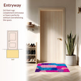 Ultra Soft Area Rug, Non Slip, Stain Resistant, Washable Area Rugs for Living Room, Bedroom, Modern Playful Organic Shapes(Pink)
