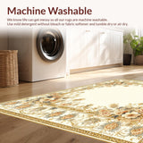 Ultra Soft Area Rug, Non Slip, Stain Resistant, Washable Area Rugs for Living Room, Bedroom, Chic Floral Design Area with Intricate Paisley(Beige)