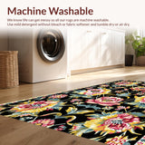 Ultra Soft Area Rug, Non Slip, Stain Resistant, Washable Area Rugs for Living Room, Bedroom, Sleek Black and Yellow Geometric Pattern(Black)