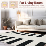 Ultra Soft Area Rug, Non Slip, Stain Resistant, Washable Area Rugs for Living Room, Bedroom, Scandinavian Soft Stripe Ensemble(Beige)