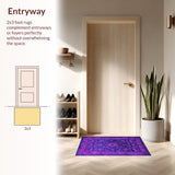Ultra Soft Area Rug, Non Slip, Stain Resistant, Washable Area Rugs for Living Room, Bedroom, Vibrant Floral Boho Tapestry(Purple)