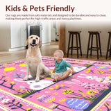 Ultra Soft Area Rug, Non Slip, Stain Resistant, Washable Area Rugs for Living Room, Bedroom, Lively Multicolored Easter Theme(Pink)