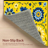 Ultra Soft Area Rug, Non Slip, Stain Resistant, Washable Area Rugs for Living Room, Bedroom, Whimsical Floral Playful Aesthetic(Yellow)