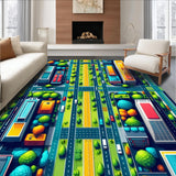 Ultra Soft Area Rug, Non Slip, Stain Resistant, Washable Area Rugs for Living Room, Bedroom, Colorful City Traffic Playroom Educational Rug(Blue)
