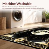 Ultra Soft Area Rug, Non Slip, Stain Resistant, Washable Area Rugs for Living Room, Bedroom, Intricate Lunar and Serpent Fusion(Gold)