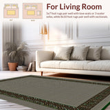 Ultra Soft Area Rug, Non Slip, Stain Resistant, Washable Area Rugs for Living Room, Bedroom, Rustic Earth Tone Striped Texture(Brown)
