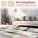 Ultra Soft Area Rug, Non Slip, Stain Resistant, Washable Area Rugs for Living Room, Bedroom, Monochrome Linear Wave Runner Rug with Bold Stripes and Minimalist Contrast(Gray)