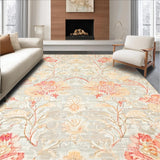Ultra Soft Area Rug, Non Slip, Stain Resistant, Washable Area Rugs for Living Room, Bedroom, Charming Peach Floral Area Rug with Vibrant Flower Patterns for Decor(Beige)