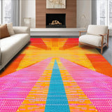 Ultra Soft Area Rug, Non Slip, Stain Resistant, Washable Area Rugs for Living Room, Bedroom, Eye-Catching Abstract Circular Illusion(Orange)