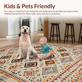 Ultra Soft Area Rug, Non Slip, Stain Resistant, Washable Area Rugs for Living Room, Bedroom, Contemporary Earthy Patterned Aesthetic(Beige)