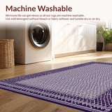 Ultra Soft Area Rug, Non Slip, Stain Resistant, Washable Area Rugs for Living Room, Bedroom, Luxurious Abstract Checkerboard Style(Purple)
