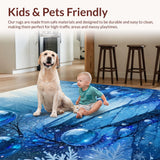 Ultra Soft Area Rug, Non Slip, Stain Resistant, Washable Area Rugs for Living Room, Bedroom, Contemporary Textured Surface Design(Blue)