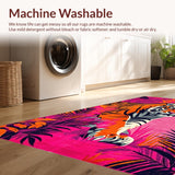 Ultra Soft Area Rug, Non Slip, Stain Resistant, Washable Area Rugs for Living Room, Bedroom, Stylish Pastel Animal Fantasy(Pink)