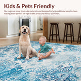Ultra Soft Area Rug, Non Slip, Stain Resistant, Washable Area Rugs for Living Room, Bedroom, Serene Minimalist Diamond Pattern(Blue)