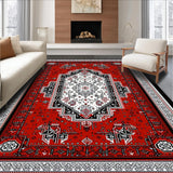 Ultra Soft Area Rug, Non Slip, Stain Resistant, Washable Area Rugs for Living Room, Bedroom, Eclectic Gray Tiled Sound Patterns(Red)