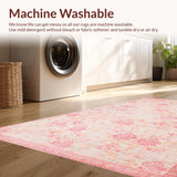 Ultra Soft Area Rug, Non Slip, Stain Resistant, Washable Area Rugs for Living Room, Bedroom, Chic Pink Floral Motif(Pink)