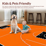 Ultra Soft Area Rug, Non Slip, Stain Resistant, Washable Area Rugs for Living Room, Bedroom, Whimsical Sports-Inspired Art Piece(Orange)