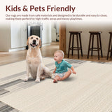 Ultra Soft Area Rug, Non Slip, Stain Resistant, Washable Area Rugs for Living Room, Bedroom, Serene Classic Tassel Embellishment(Beige)