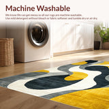 Ultra Soft Area Rug, Non Slip, Stain Resistant, Washable Area Rugs for Living Room, Bedroom, Luxurious Textured Modern Design(Yellow)