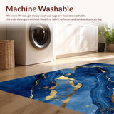 Ultra Soft Area Rug, Non Slip, Stain Resistant, Washable Area Rugs for Living Room, Bedroom, Modern Textured Geometric Fusion(Blue)