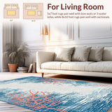 Ultra Soft Area Rug, Non Slip, Stain Resistant, Washable Area Rugs for Living Room, Bedroom, Light Blue Underwater Coral Design(Blue)