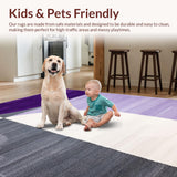 Ultra Soft Area Rug, Non Slip, Stain Resistant, Washable Area Rugs for Living Room, Bedroom, Dynamic Arc Pattern Motif(Purple)