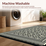 Ultra Soft Area Rug, Non Slip, Stain Resistant, Washable Area Rugs for Living Room, Bedroom, Boho Black and Ivory Meditation Space Rug(Black)