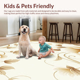 Ultra Soft Area Rug, Non Slip, Stain Resistant, Washable Area Rugs for Living Room, Bedroom, Reversible Bloom Patio Boho Circular Mat for Retreats(Ivory)