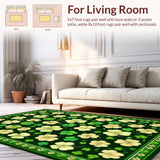 Ultra Soft Area Rug, Non Slip, Stain Resistant, Washable Area Rugs for Living Room, Bedroom, Elegant Seasonal Leaf Pattern(Green)