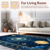 Ultra Soft Area Rug, Non Slip, Stain Resistant, Washable Area Rugs for Living Room, Bedroom, Radiant Celestial Inspired Artwork(Blue)